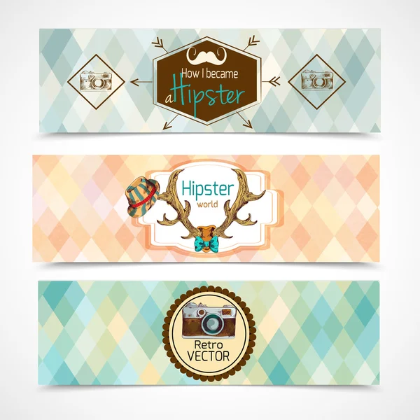 Hipster banners horizontale — Stockvector