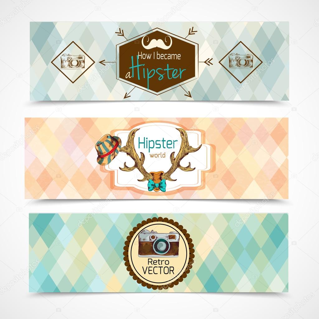 Hipster banners horizontal