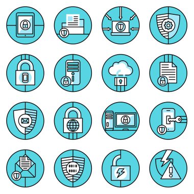 Veri koruma simgeler hattı mavi