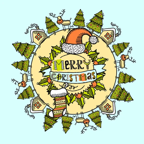 Kleur kerstkaart — Stockvector