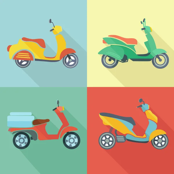 Scooter icon flat set