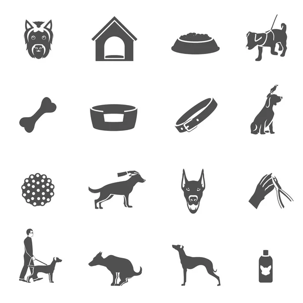 Perro iconos negro — Archivo Imágenes Vectoriales