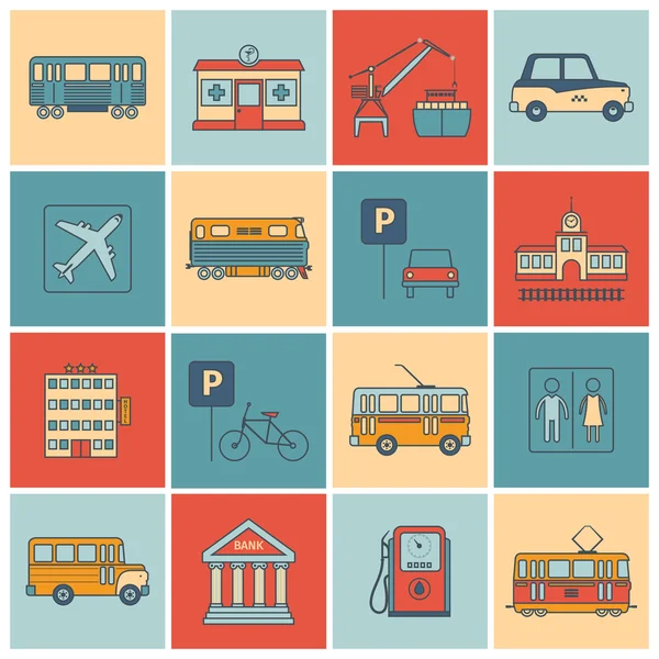 City Infrastructure Icons — Stock Vector