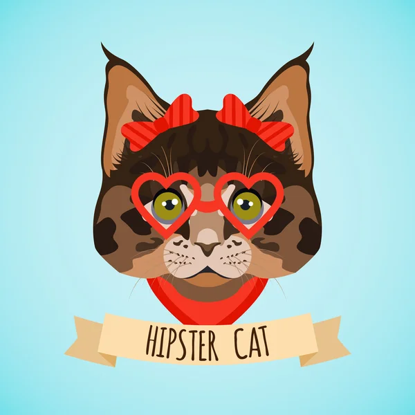 Retrato de gato Hipster — Vetor de Stock