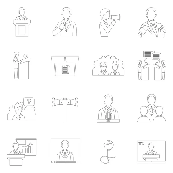 Illustrazione icone parlanti in pubblico — Vettoriale Stock