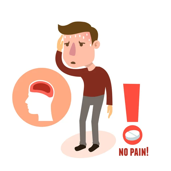Hasta karakter baş ağrısı — Stok Vektör