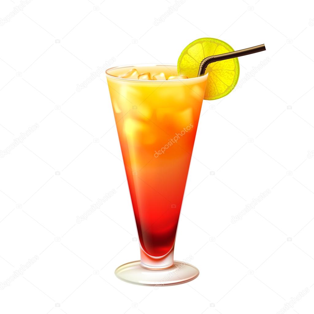 Tequila Sunrise Cocktail Realistic Vector Image By C Macrovector Vector Stock