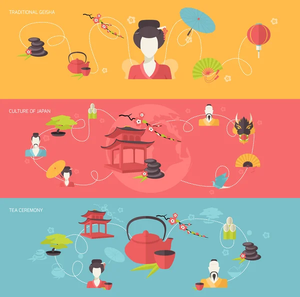 Japanse banner set — Stockvector