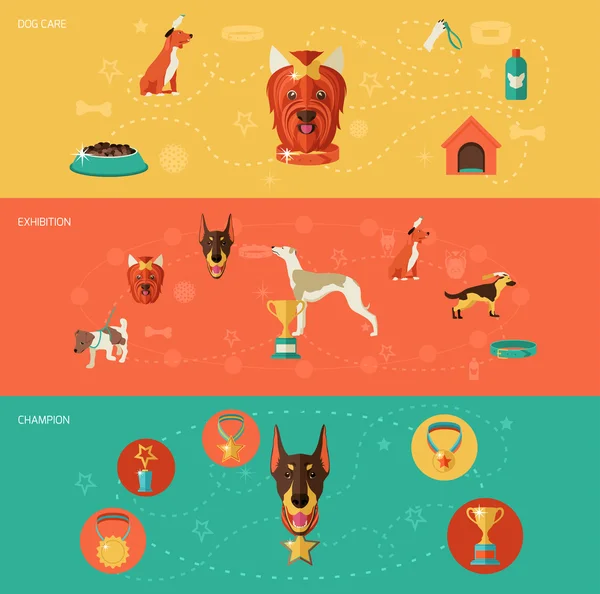 Dog icons banner set — Stock Vector