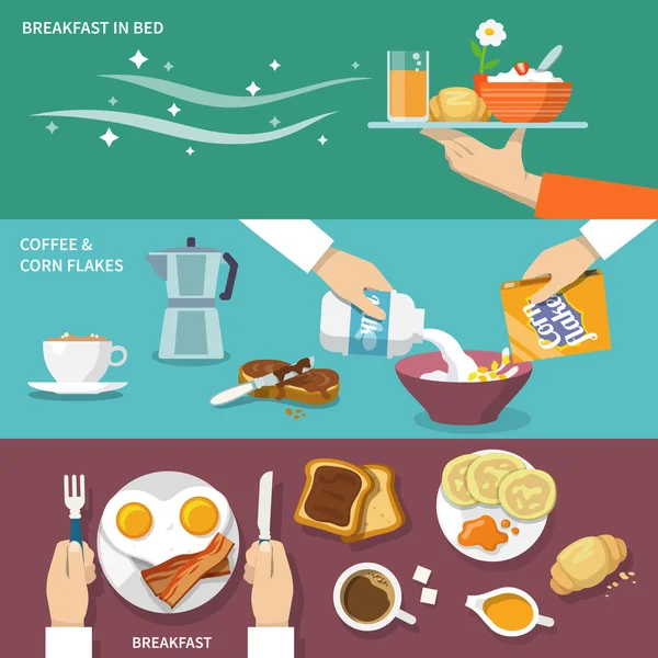 Ensemble bannière petit déjeuner — Image vectorielle