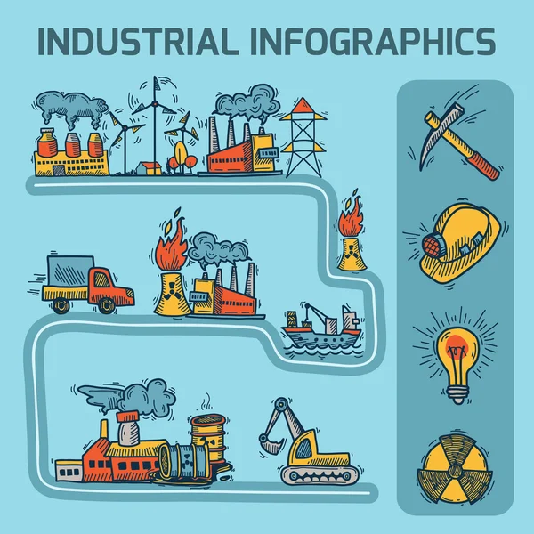 Ipari vázlat infographic meghatározott — Stock Vector