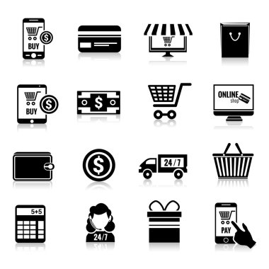 e-ticaret simgeler siyah set