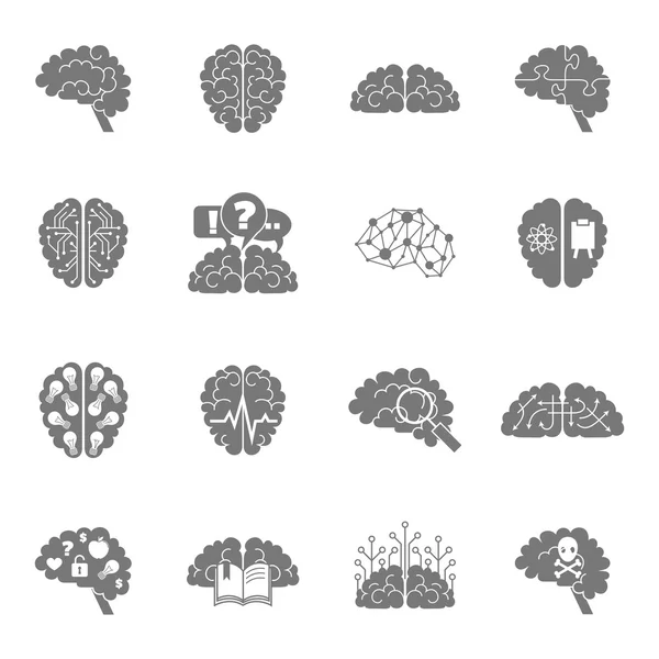 Hersenen pictogrammen zwart — Stockvector