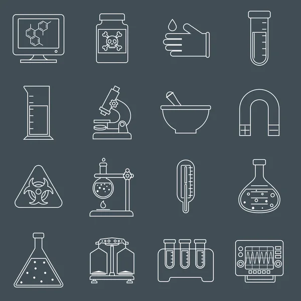 Pictogramele echipamentelor de laborator conturează — Vector de stoc