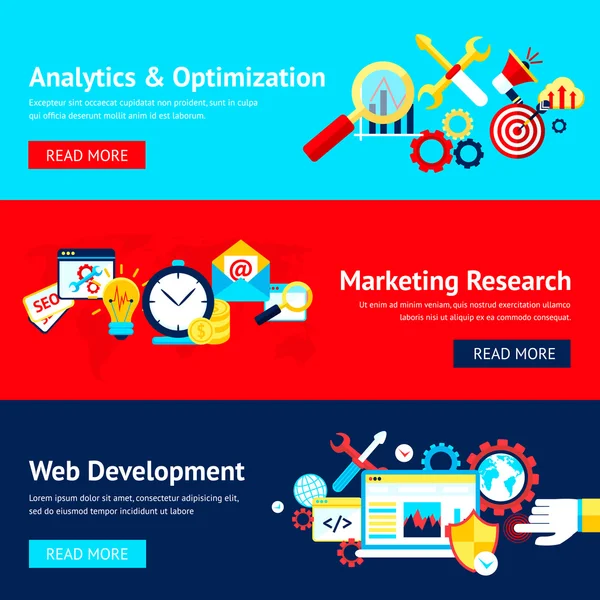 ชุดแบนเนอร์ SEO แบนเนอร์ — ภาพเวกเตอร์สต็อก