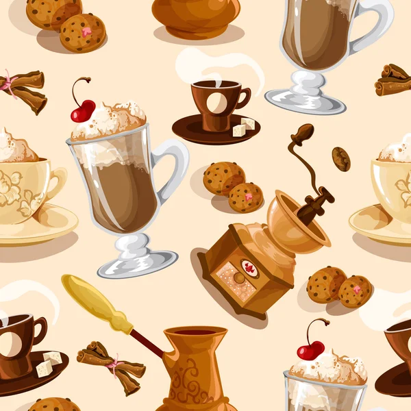 Koffie naadloze patroon — Stockvector