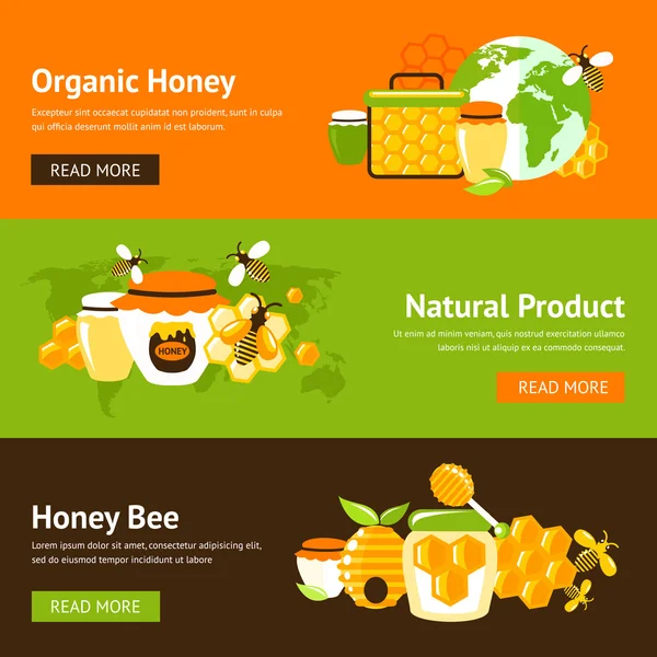 Honey flat banner set — Stock Illustration Honey flat banner set Stock Illustration