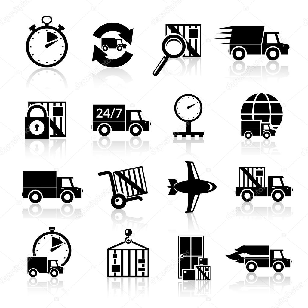 Delivery icons set black