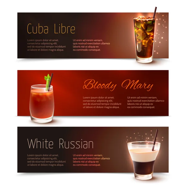 Cocktails banner set — Stock Vector