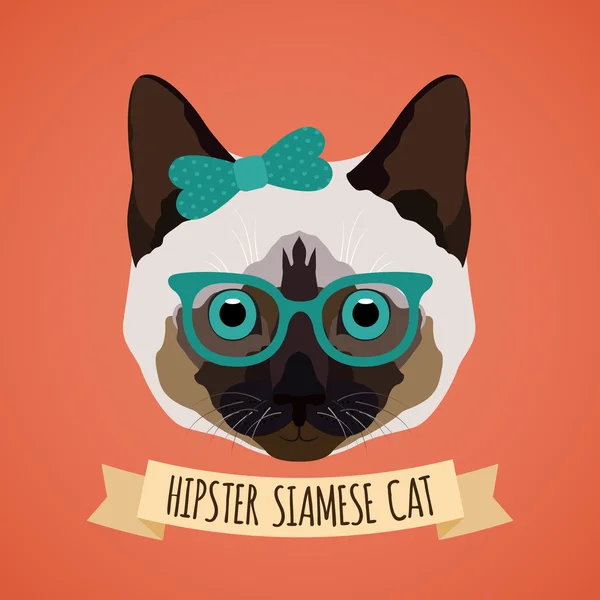 Hipster gato retrato — Archivo Imágenes Vectoriales