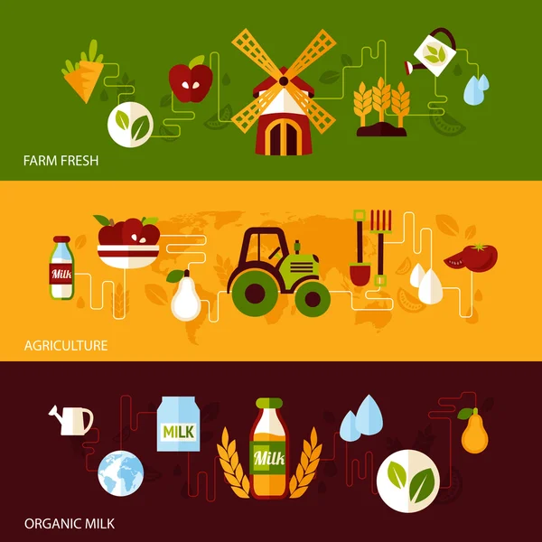 Juego de pancartas de agricultura — Vector de stock