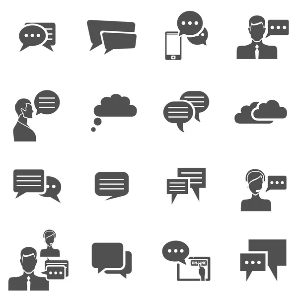 Chat pictogrammen zwart — Stockvector