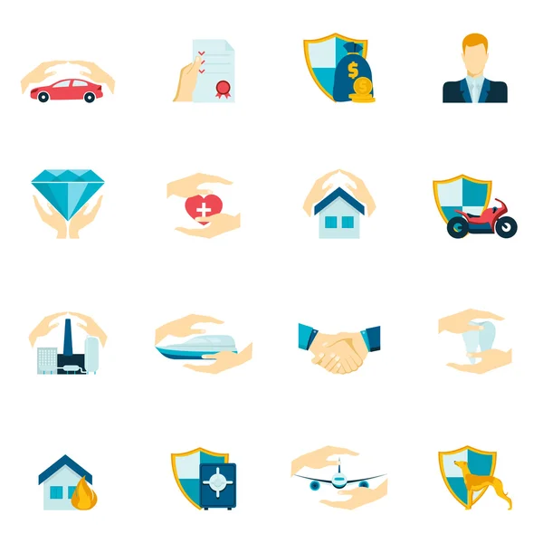 Insurance icons flat — Stock Vector