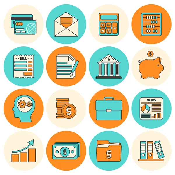 Accounting icons set flat line — Stock Vector