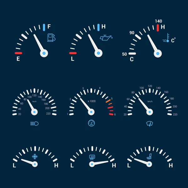 Ícones de interface do velocímetro —  Vetores de Stock