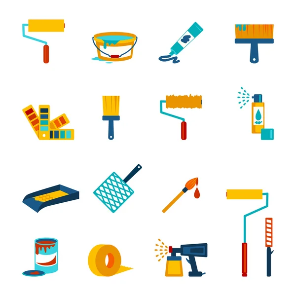 Iconos de pintura plana — Vector de stock