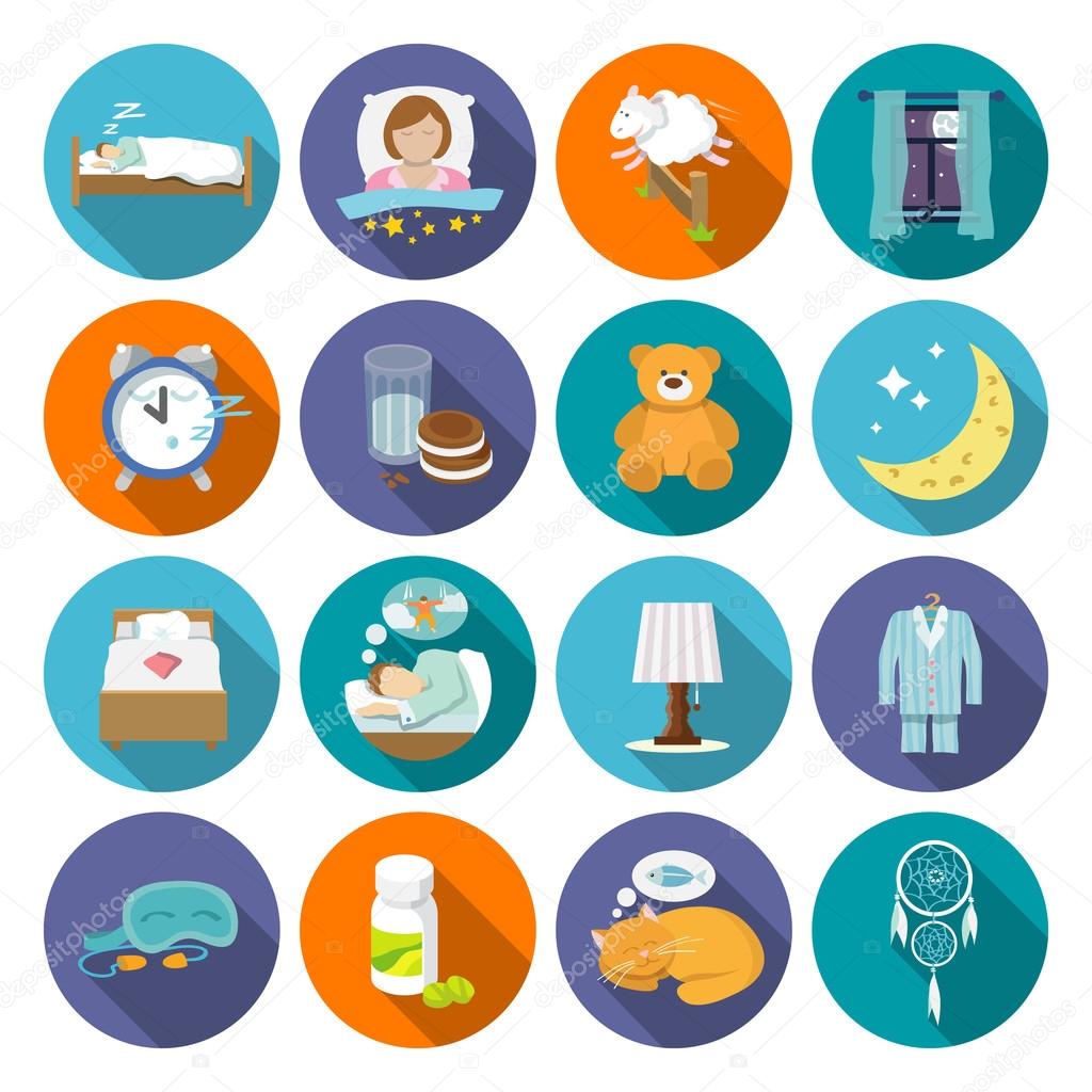 Sleep time icons flat