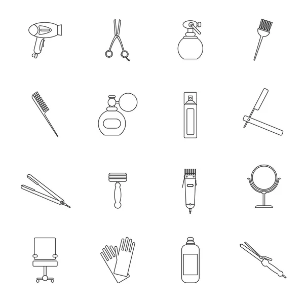 Hairdresser icon set outline — Stock Vector