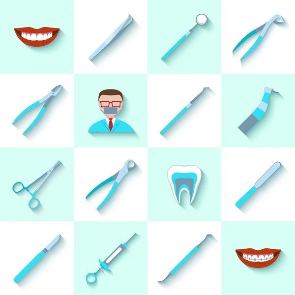 Conjunto de iconos de instrumentos dentales — Vector de stock