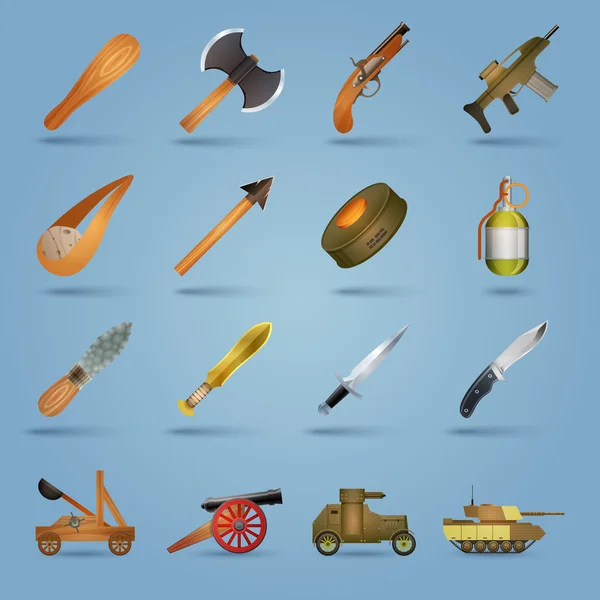 Weapon icons set — Stock Vector