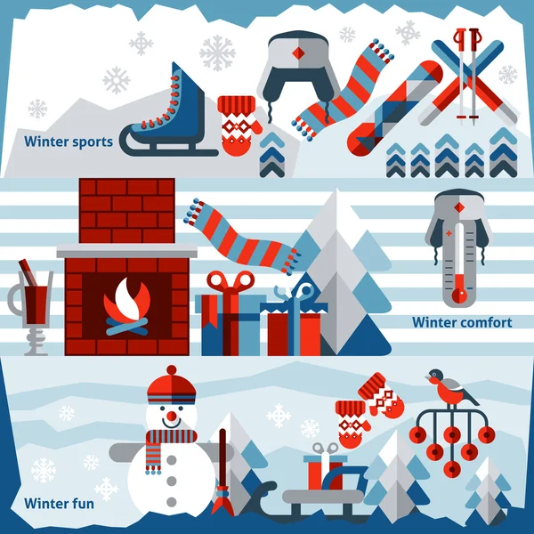 Winter banner instellen — Stockvector