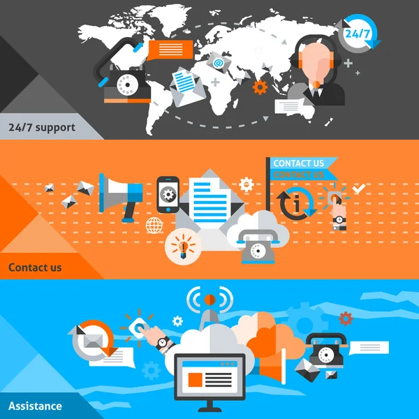 联系我们横幅集 — 图库矢量图片