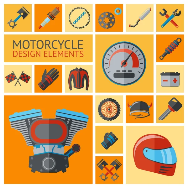 Conjunto de piezas de motocicleta — Vector de stock