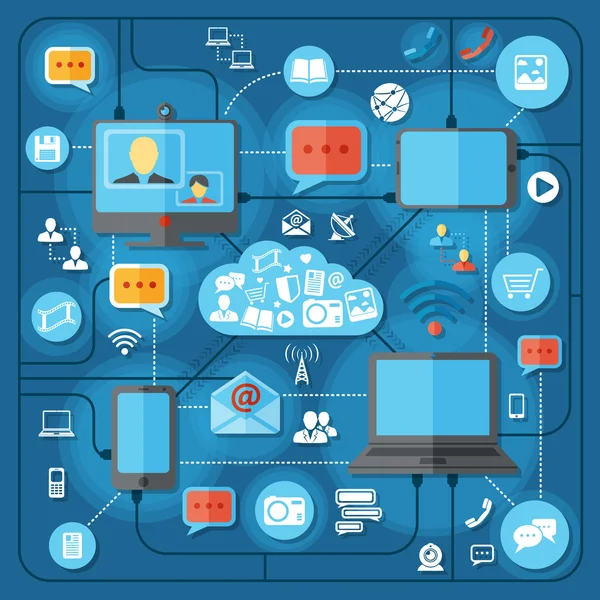 Concepto de tecnologías de comunicación — Vector de stock