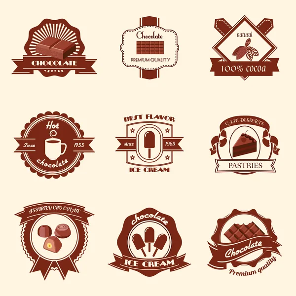 Chocolate labels set — Stock Vector