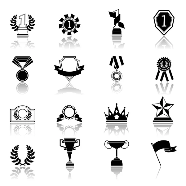 Conjunto de iconos de premio negro — Vector de stock