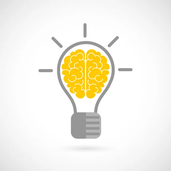 Human brain in lightbulb flat — Stock Vector