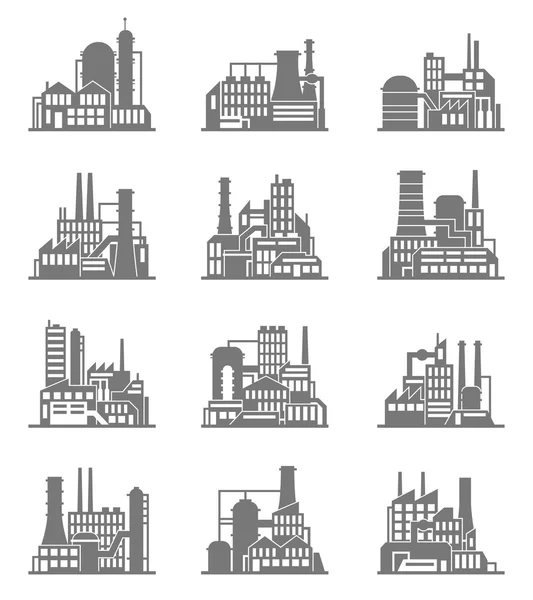 Ensemble d'icônes de bâtiment industriel — Image vectorielle