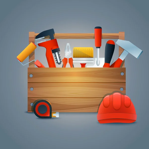 Reparar caja de herramientas de construcción — Vector de stock