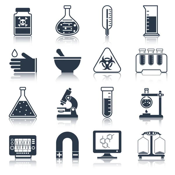 Laboratory equipment icons black — Stock Vector