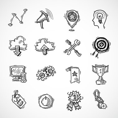 SEO internet marketing sketch set clipart