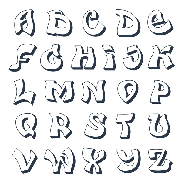 Alphabet graffiti blanc — Image vectorielle