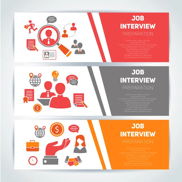 Trabajo entrevista plana banner conjunto — Vector de stock