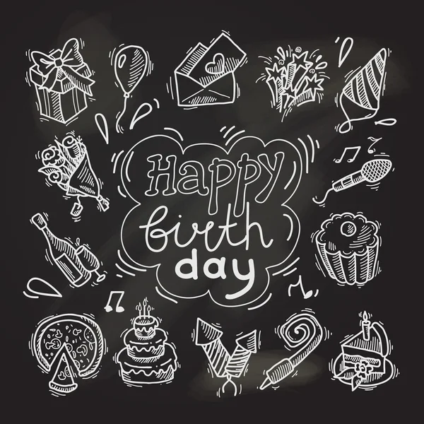 Birthday sketch chalkboard — Stock Vector