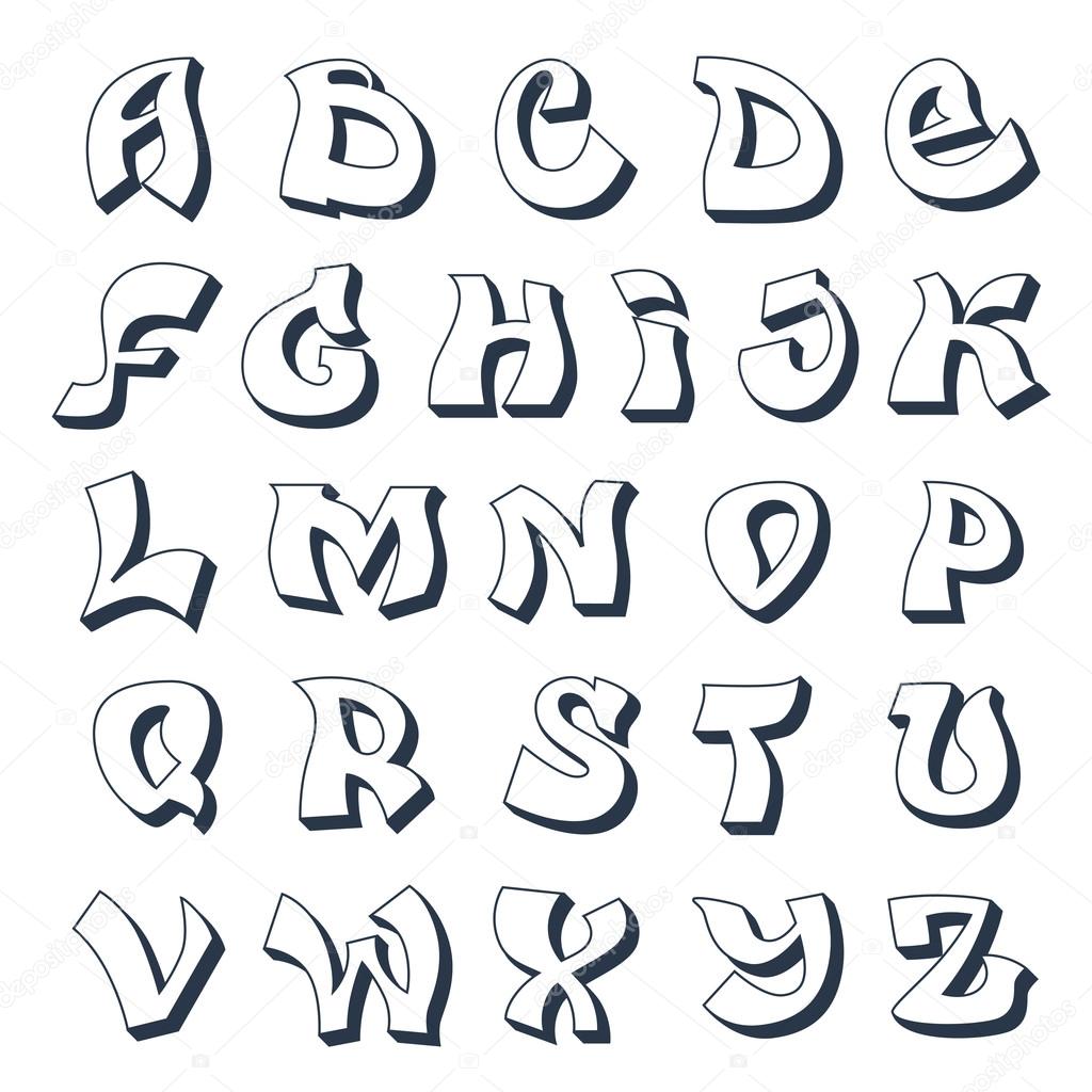 Graffiti alfabet wit — Stockvector © macrovector #58332153