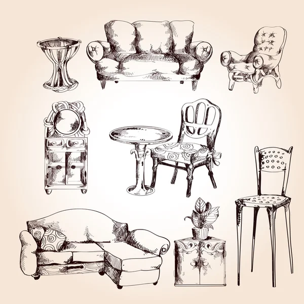 Набор эскизов мебели — стоковый вектор